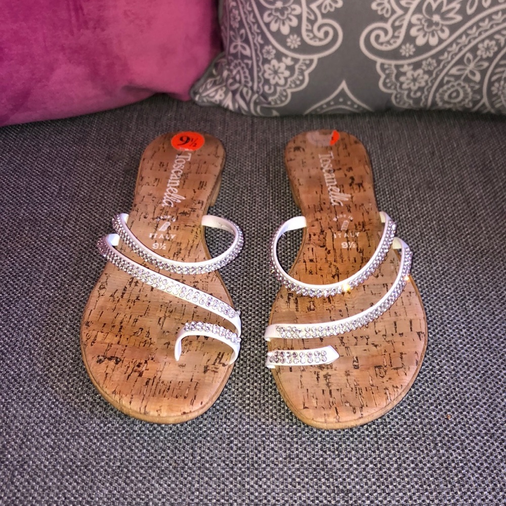 Silver & White Sandals 💎